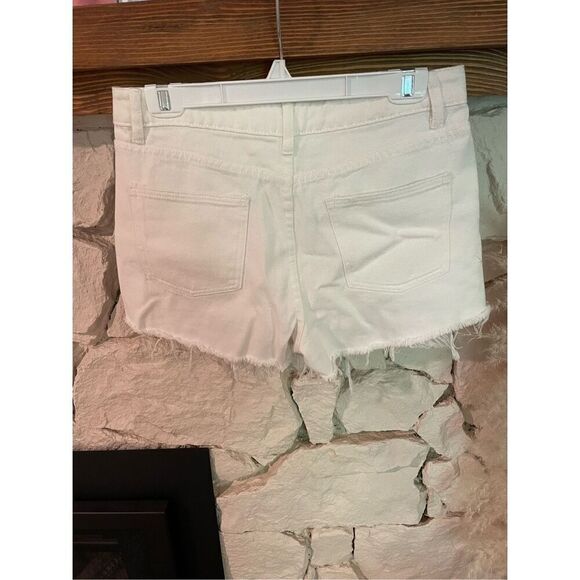 Blue buttercup white ripped diamond fringe shorts size M - Picture 2 of 3